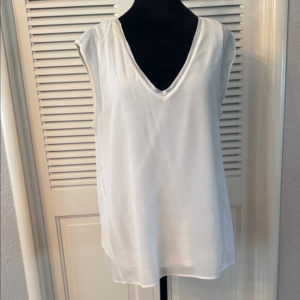 Michael Kors White V-Neck Sleeveless Tank Top